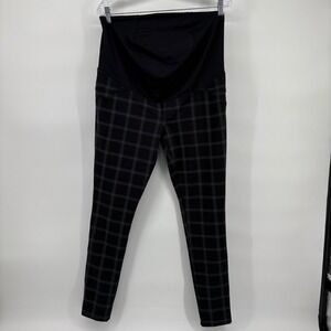 Isabel Maternity by Ingrid & Isabel Black Plaid Leggings Size‎ Medium